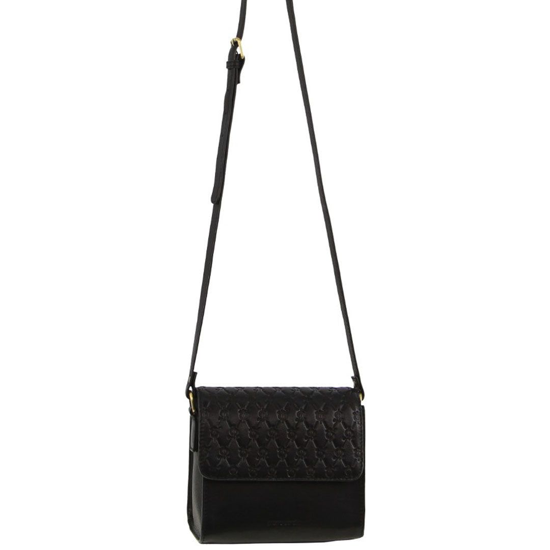 Pierre Cardin Leather Diamond Embossed Cross-Body Bag Black | ERZBV4518