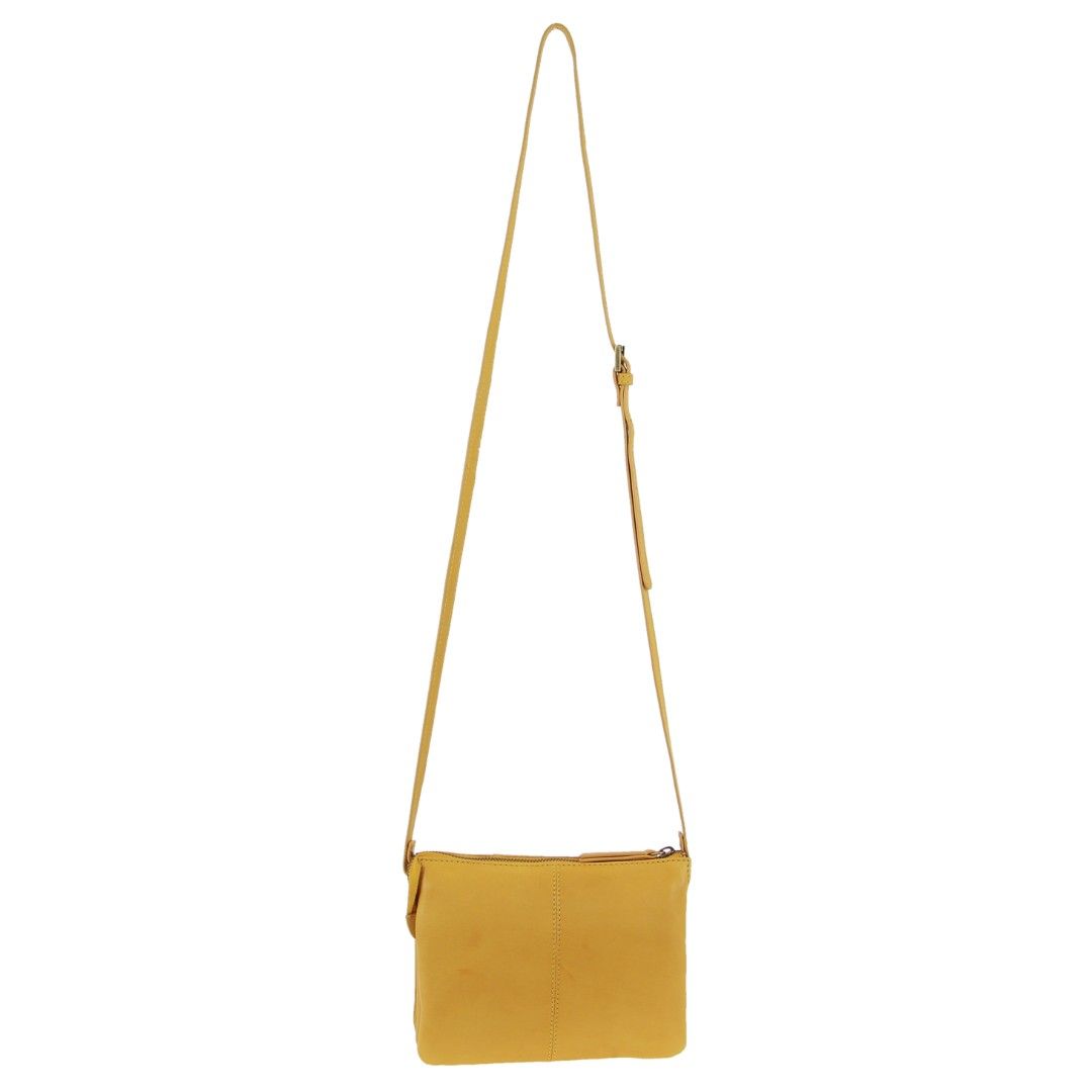 Pierre Cardin Leather Diamond Pattern Embossed Crossbody Bag Mustard | GZCNH6854