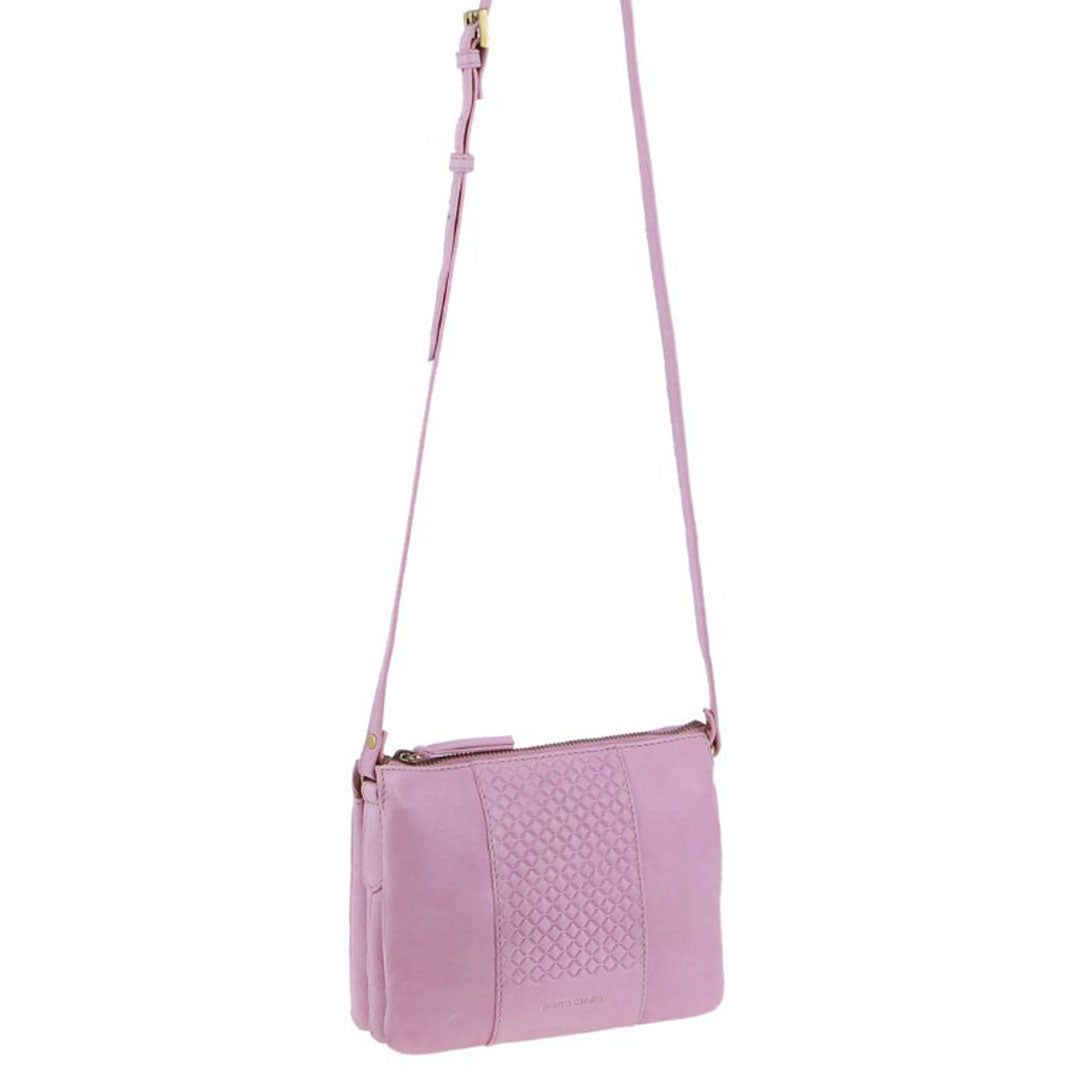 Pierre Cardin Leather Diamond Pattern Embossed Crossbody Bag Pink | RPEMQ3715