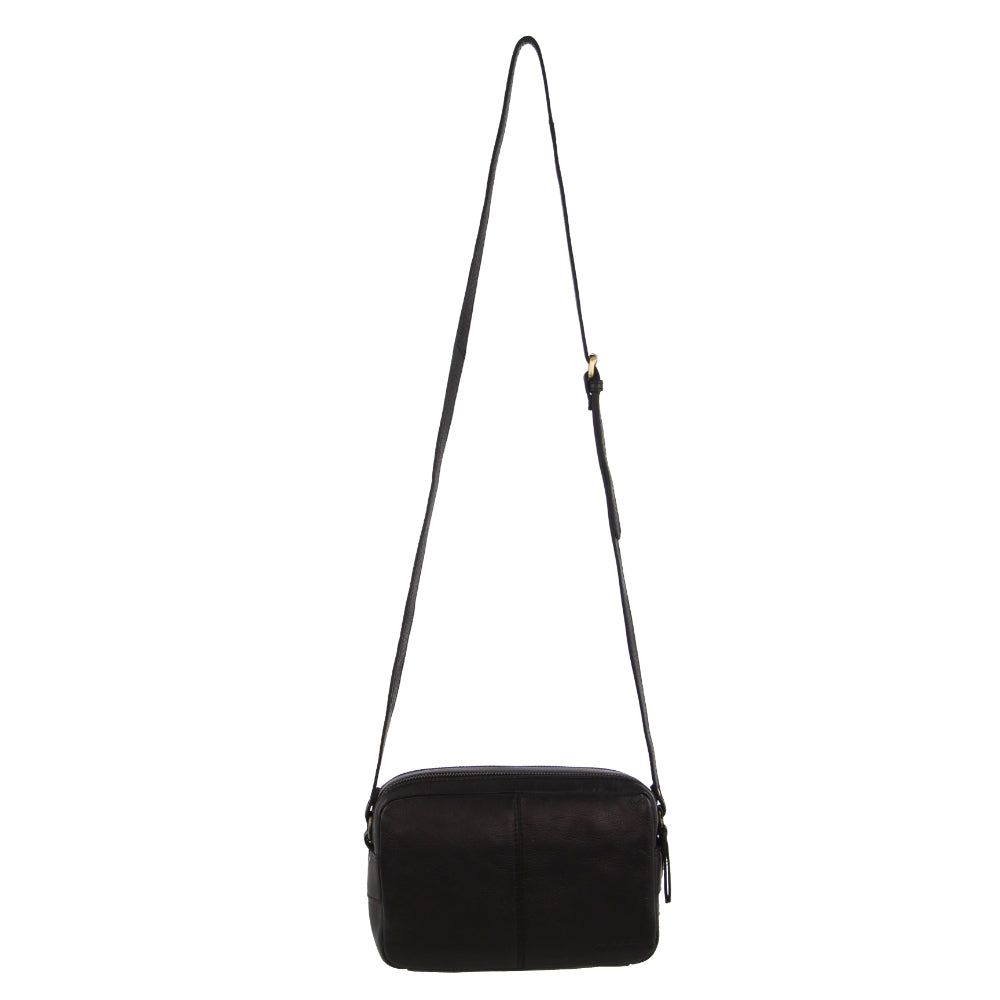 Pierre Cardin Leather Double Zip Bag Black | XJCOS5834