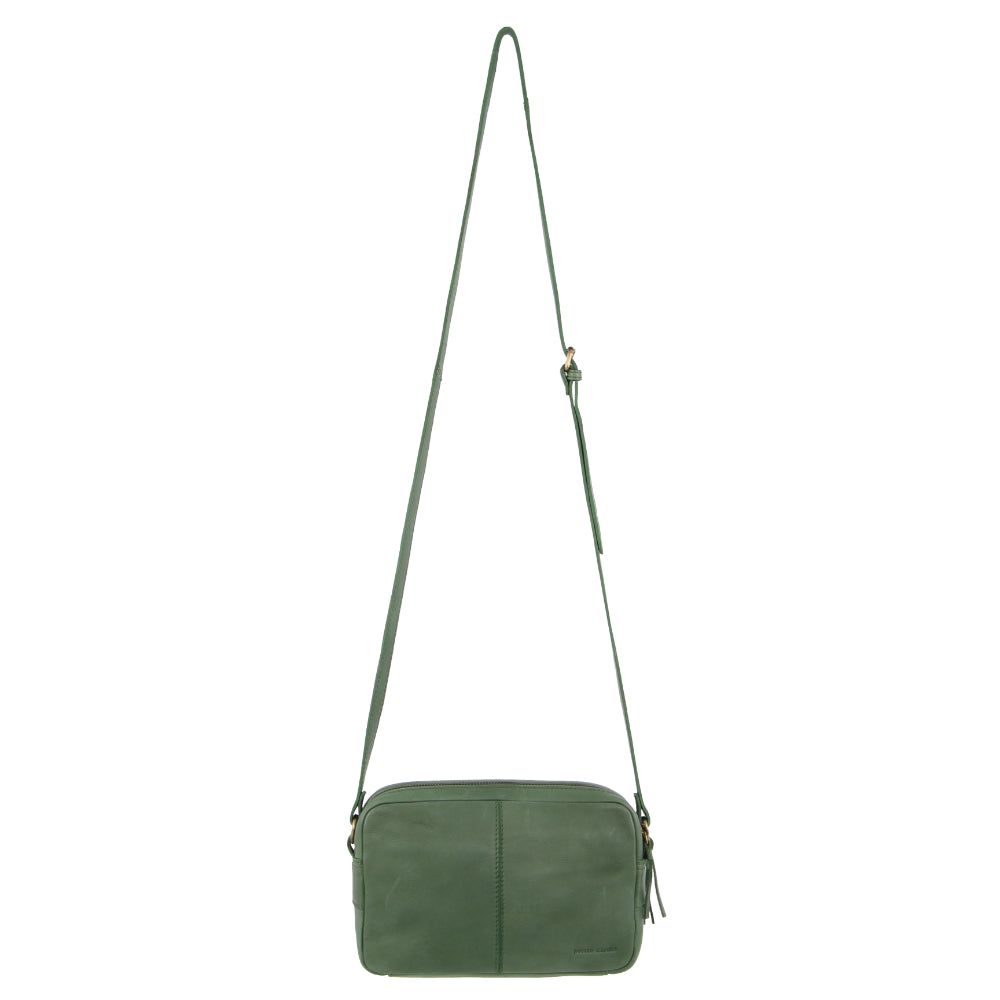 Pierre Cardin Leather Double Zip Bag Green | CSZGR6230