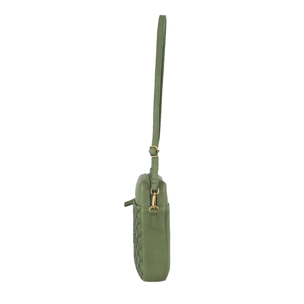 Pierre Cardin Leather Embossed Phone Crossbody Bag Leaf | FHMLK7514