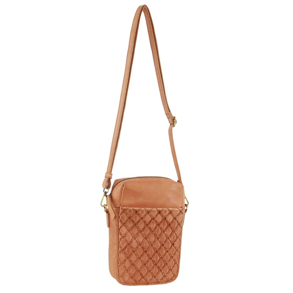 Pierre Cardin Leather Embossed Phone Crossbody Bag Apricot | WDSQG6138