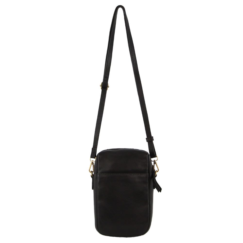 Pierre Cardin Leather Embossed Phone Crossbody Bag Black | UPLIM0657