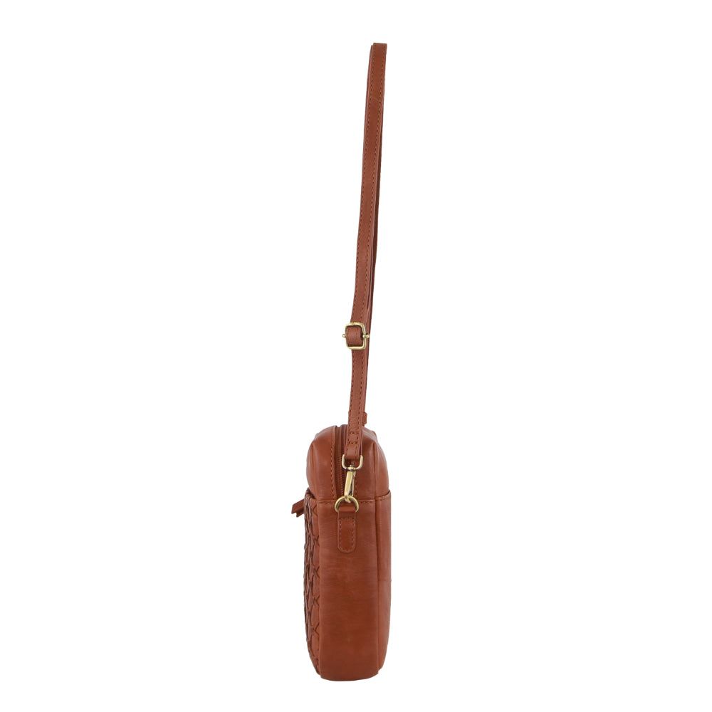 Pierre Cardin Leather Embossed Phone Crossbody Bag Brown | OQPWH2871