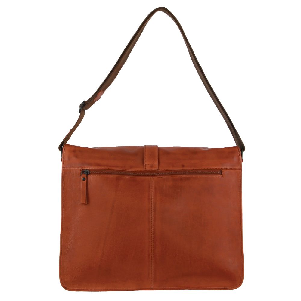 Pierre Cardin Leather Flap-over Computer Bag Brown | HPJZD0416