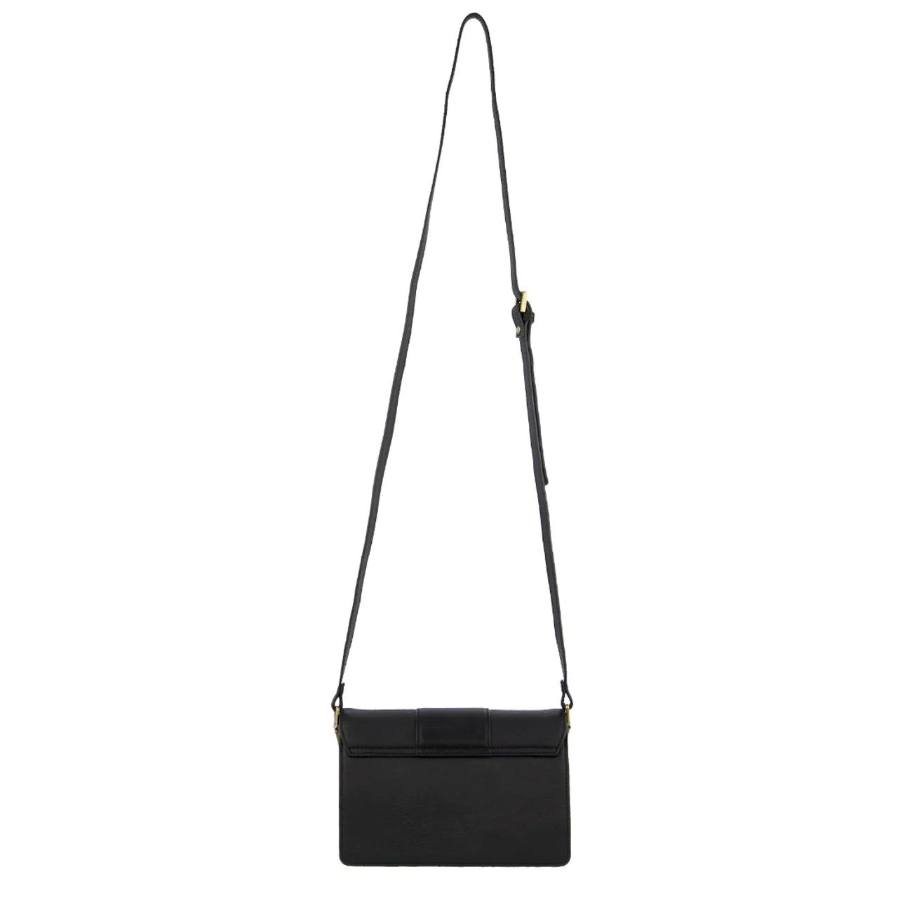 Pierre Cardin Leather Flapover Cross-Body Clutch Black | CYFTX3594