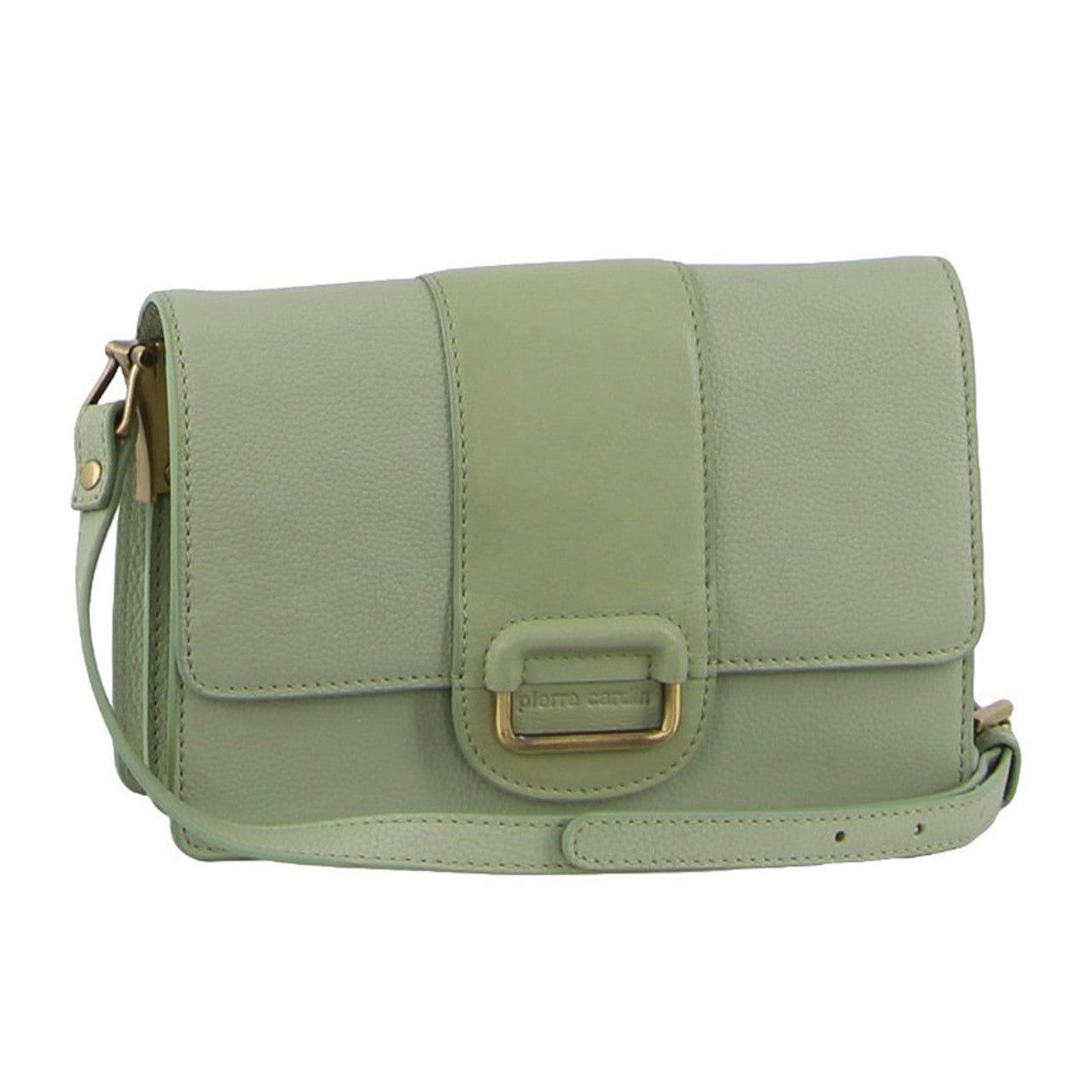 Pierre Cardin Leather Flapover Cross-Body Clutch Jade | ZLRCS2048