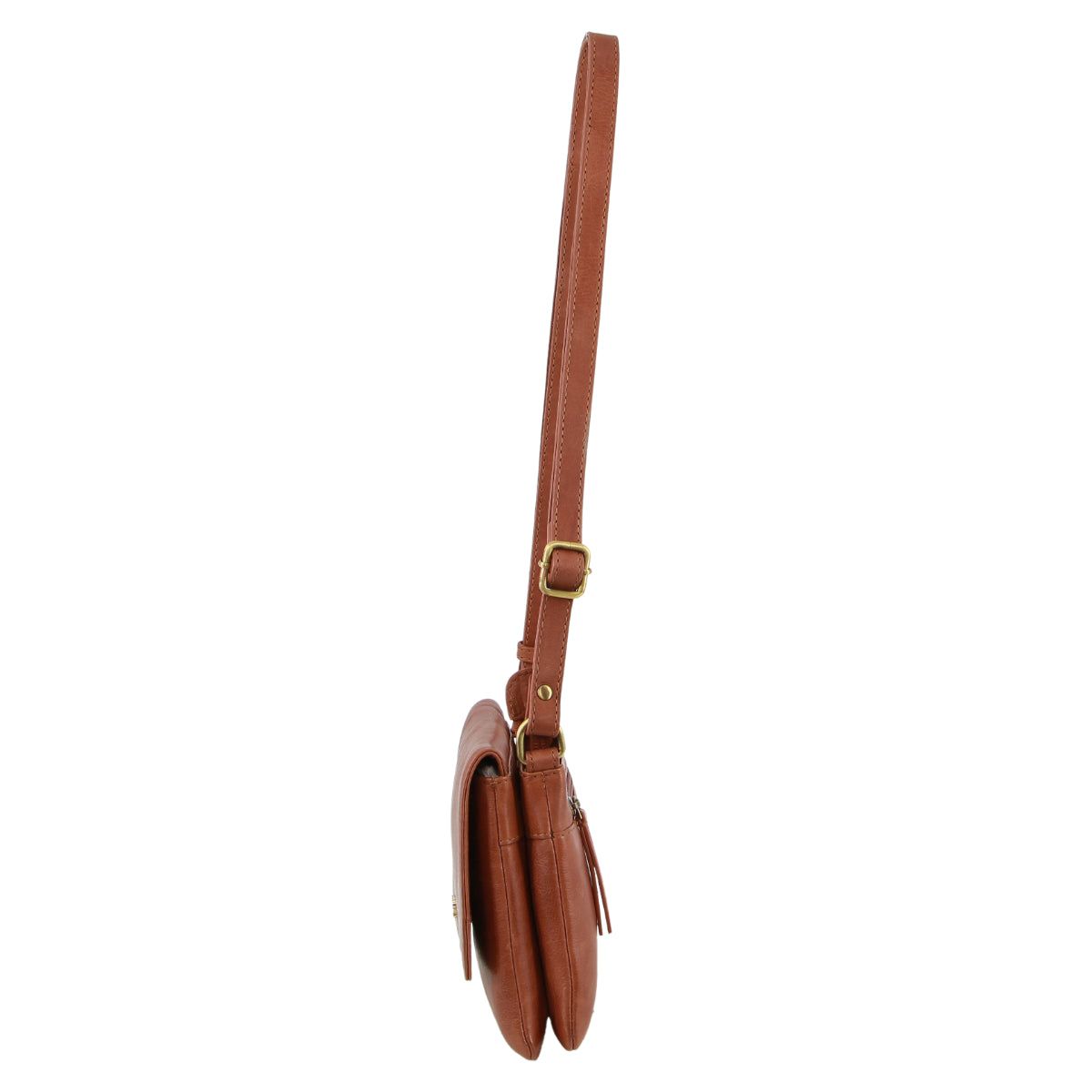 Pierre Cardin Leather Flap-over Crossbody Bag Brown | HXGUZ2083