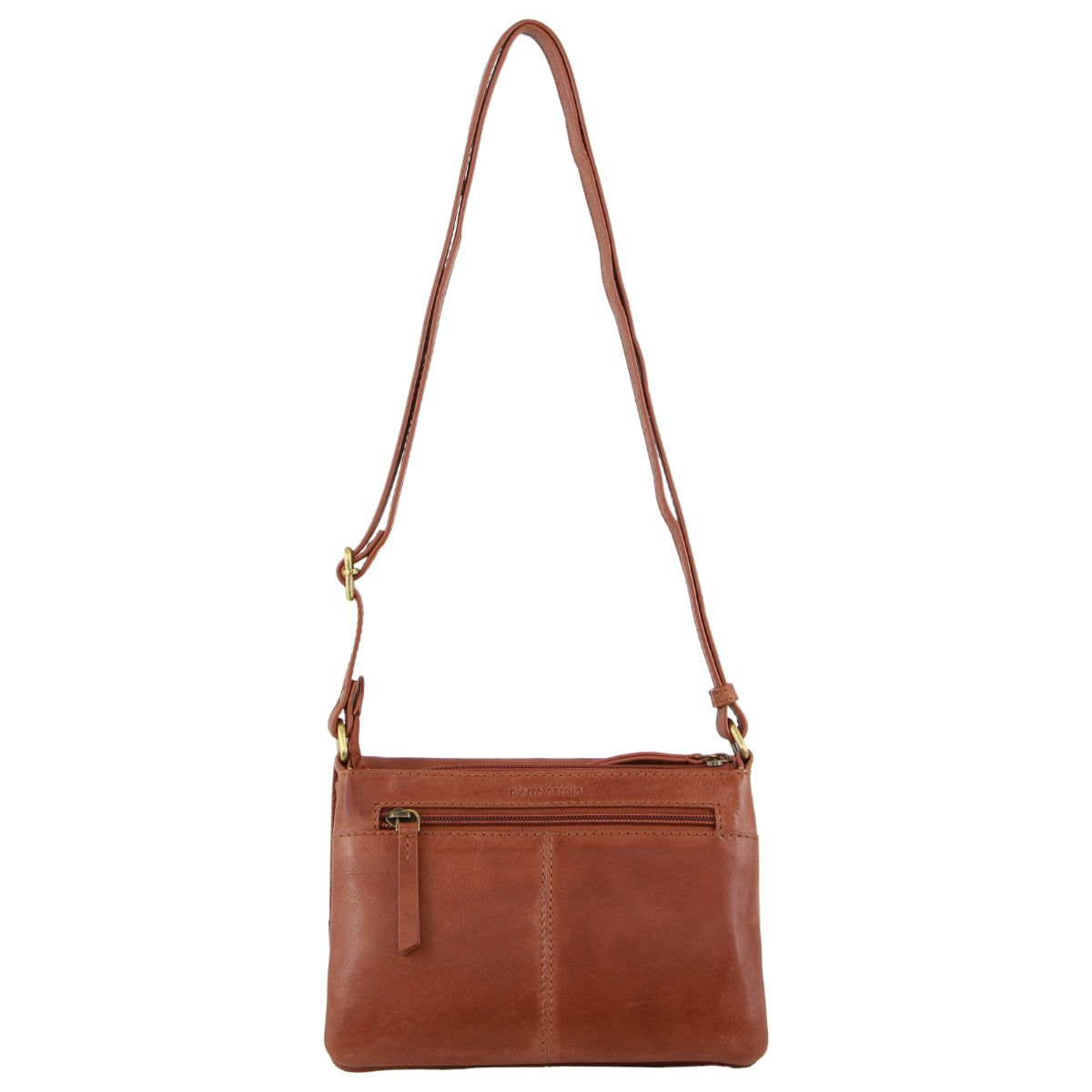 Pierre Cardin Leather Flap-over Crossbody Bag Brown | HXGUZ2083