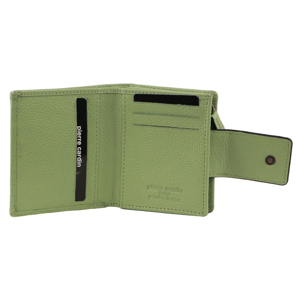 Pierre Cardin Leather Flip-over Bi-fold Wallet Jade | BSKJL2576