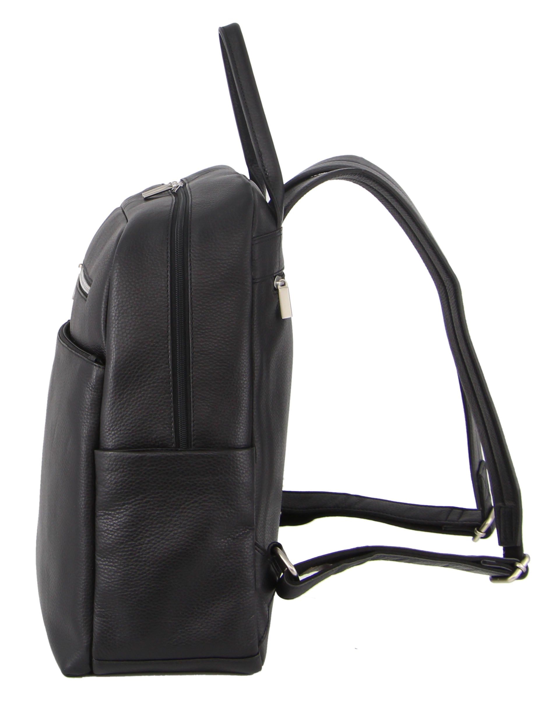 Pierre Cardin Leather Laptop Business Backpack Black | ODQZW0846