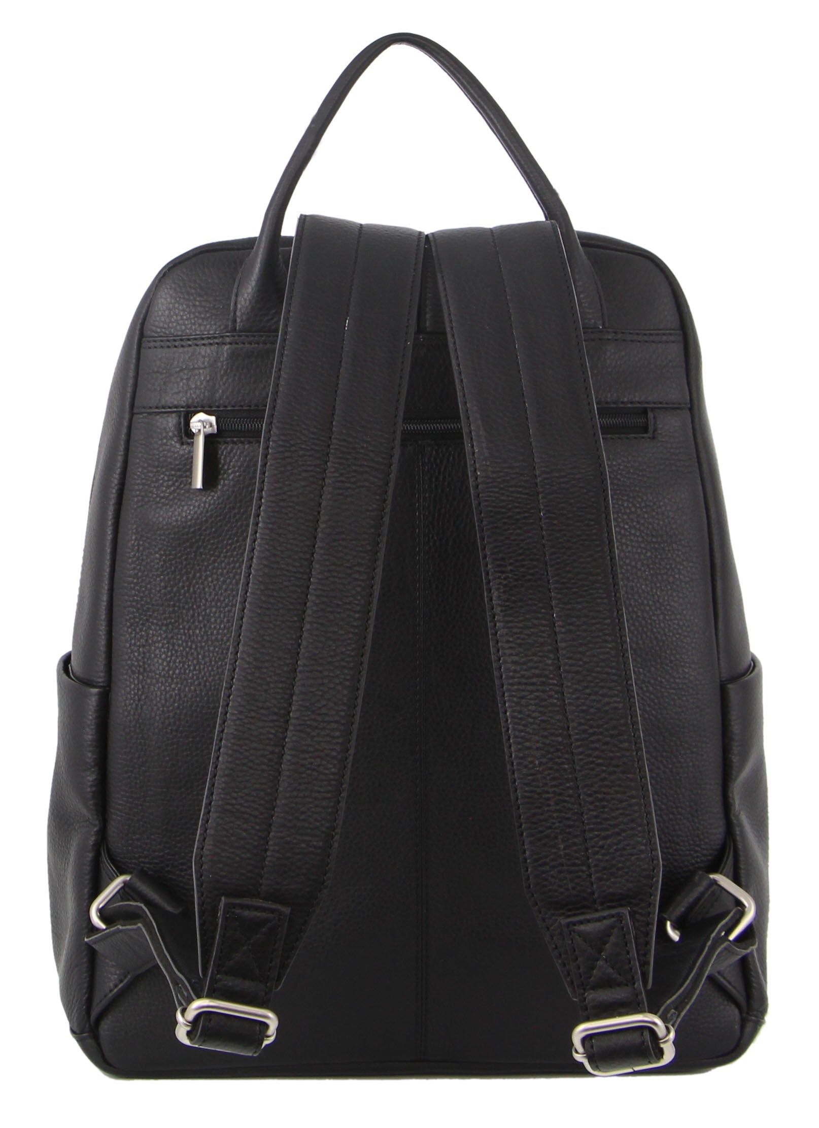 Pierre Cardin Leather Laptop Business Backpack Black | ODQZW0846