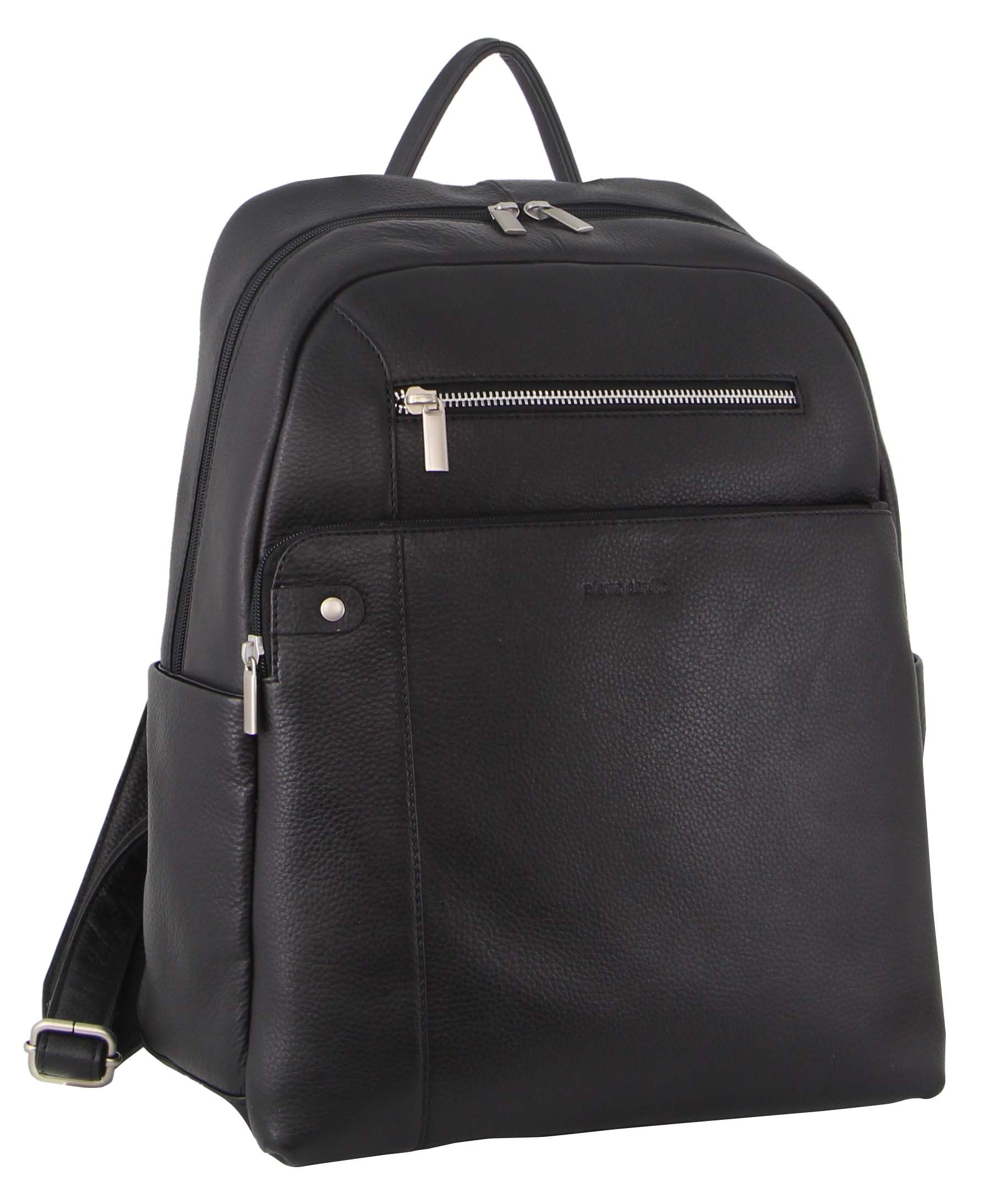 Pierre Cardin Leather Laptop Business Backpack Black | ODQZW0846