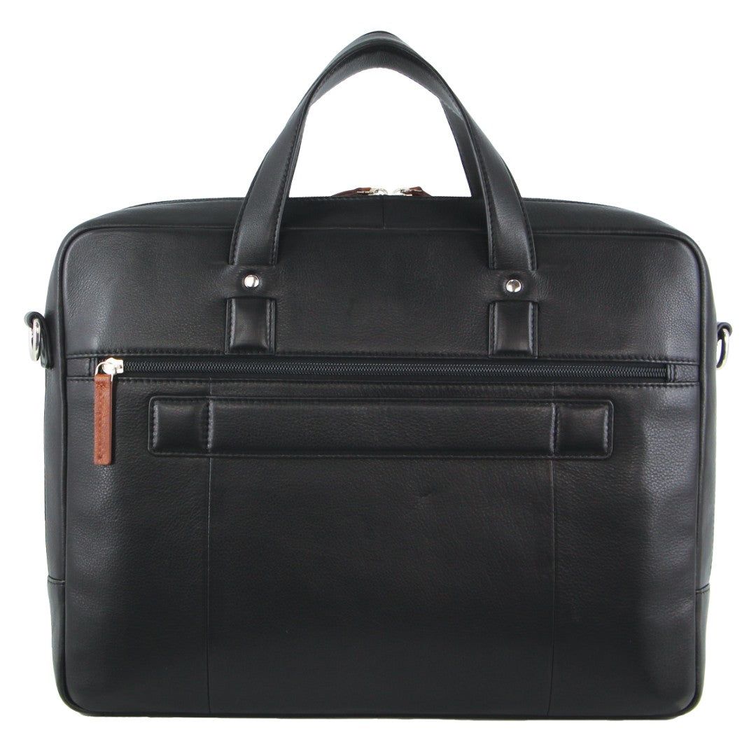 Pierre Cardin Leather Multi-Compartment Business Bag Black | CYMQG7154