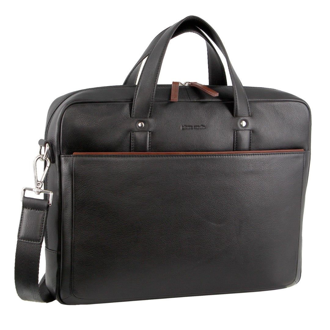 Pierre Cardin Leather Multi-Compartment Business Bag Black | CYMQG7154