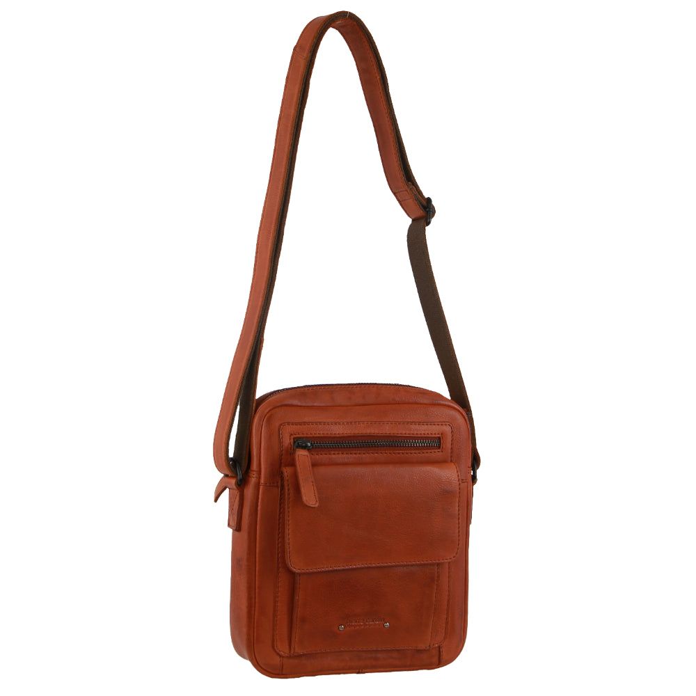 Pierre Cardin Leather Multi-Compartment Cross-Body Bag Brown | AYKHO0729