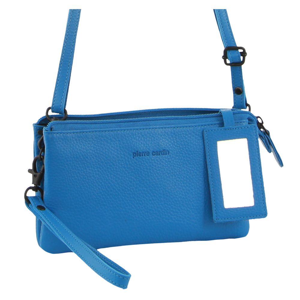 Pierre Cardin Leather Multiway Cross-Body Bag Light Turquoise | HUSQT2604