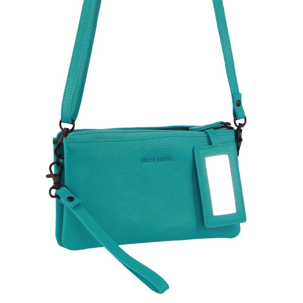 Pierre Cardin Leather Multiway Cross-Body Bag Turquoise | HSXMI0152