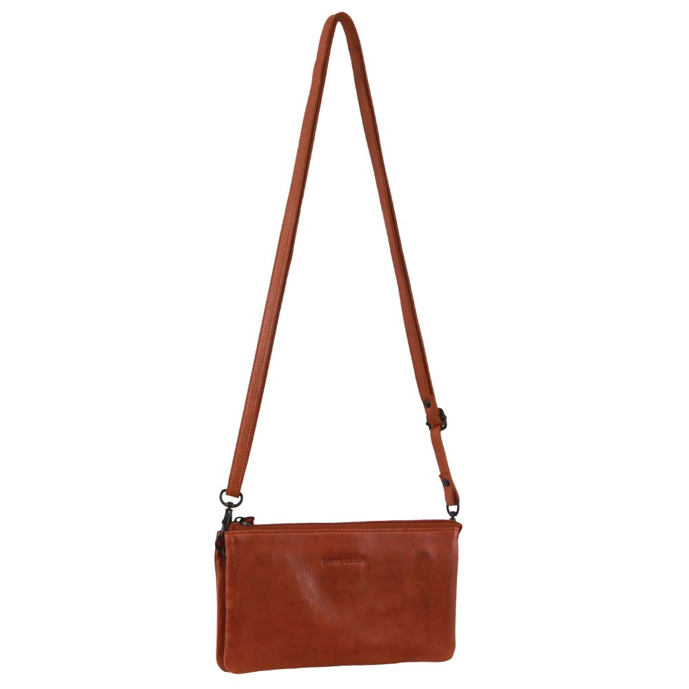 Pierre Cardin Leather Multiway Cross-Body Bag Brown | ERLIG5412