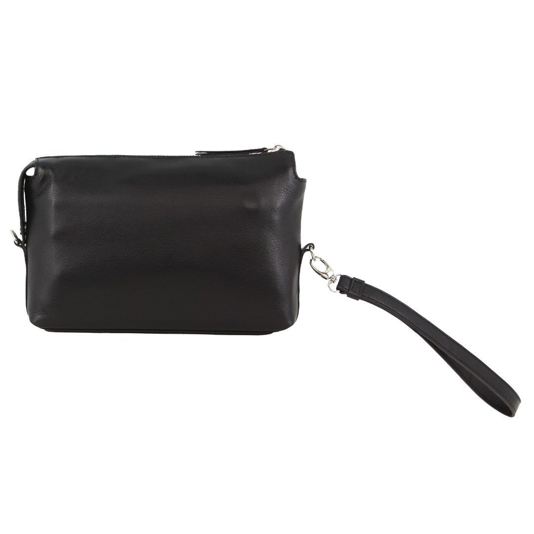 Pierre Cardin Leather Organiser Bag Black | XMDQP4981