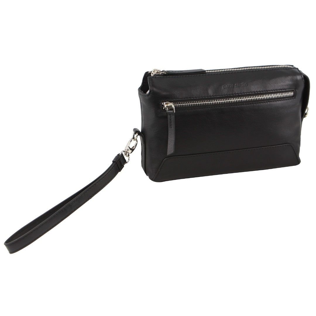 Pierre Cardin Leather Organiser Bag Black | XMDQP4981