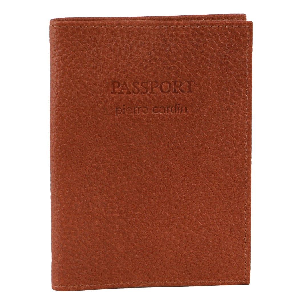 Pierre Cardin Leather Passport Wallet Cover Brown | NIYDQ6872