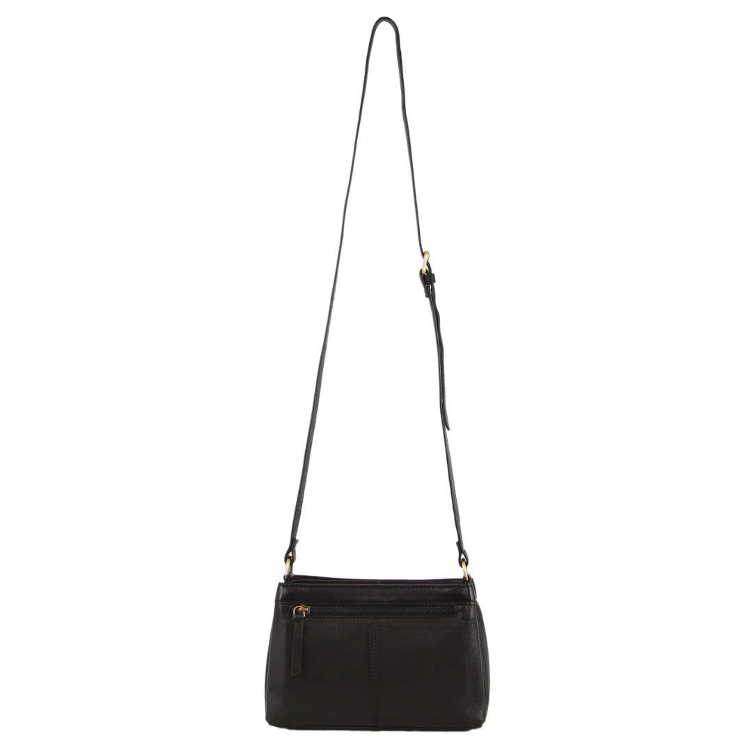 Pierre Cardin Leather Perforated Design Cross-Body Bag Black | EUQWZ5480