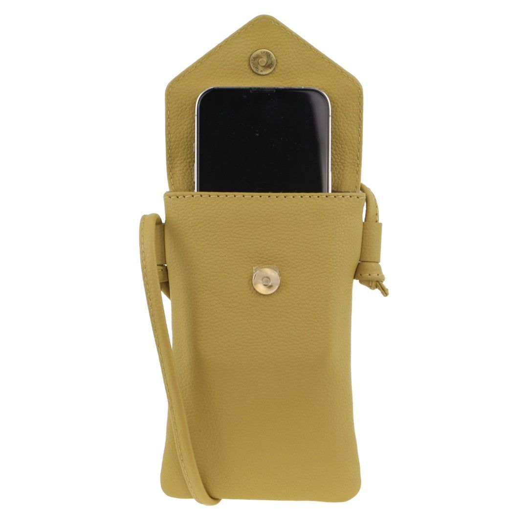 Pierre Cardin Leather Phone Bag Yellow | BEQNU4216