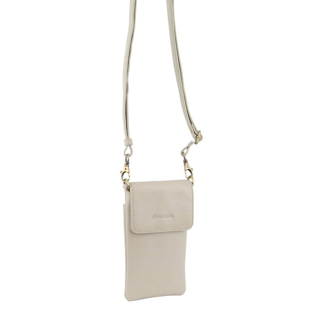 Pierre Cardin Leather Phone Cross-Body Bag Beige | FIENT7802