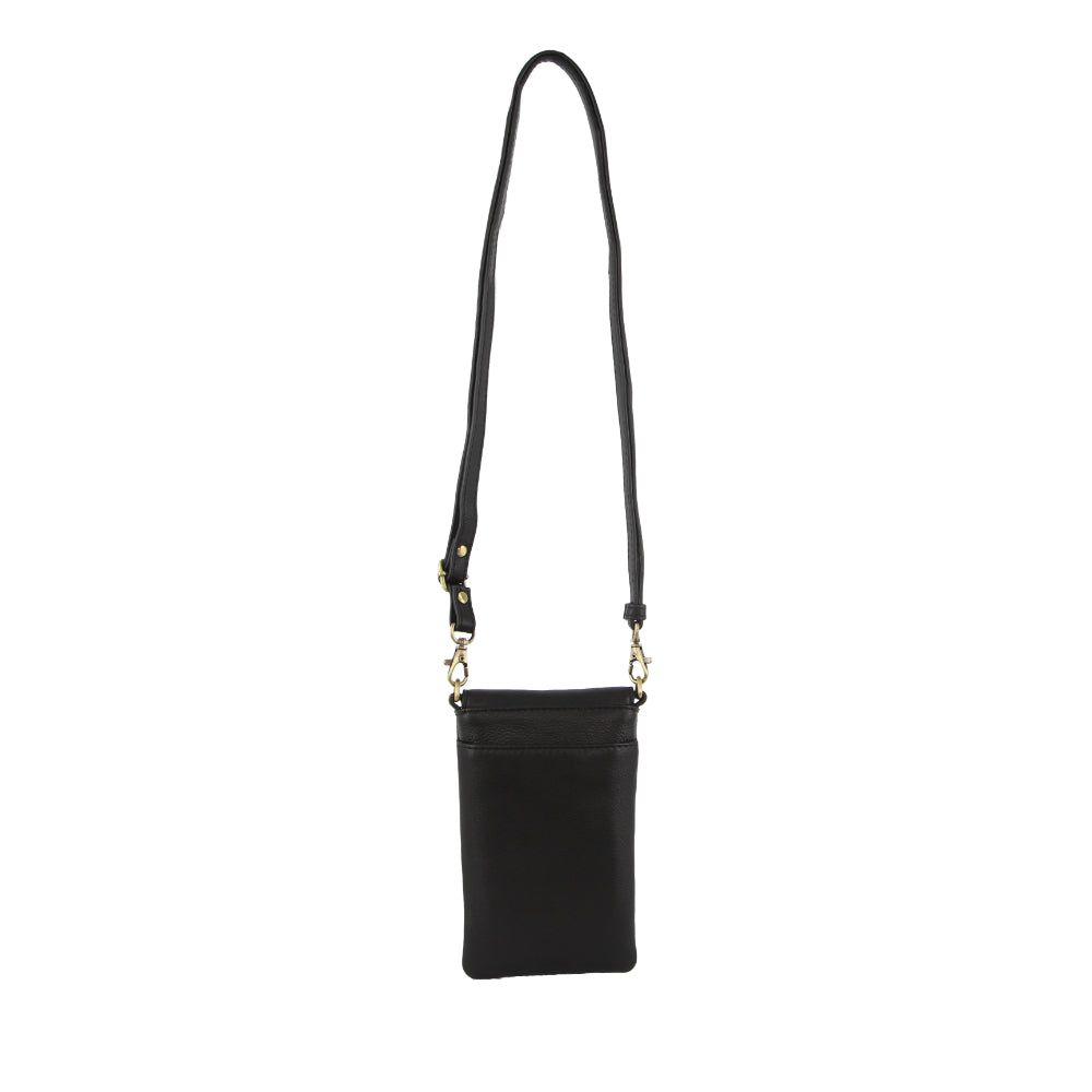 Pierre Cardin Leather Phone Cross-Body Bag Black | ATVYG3814