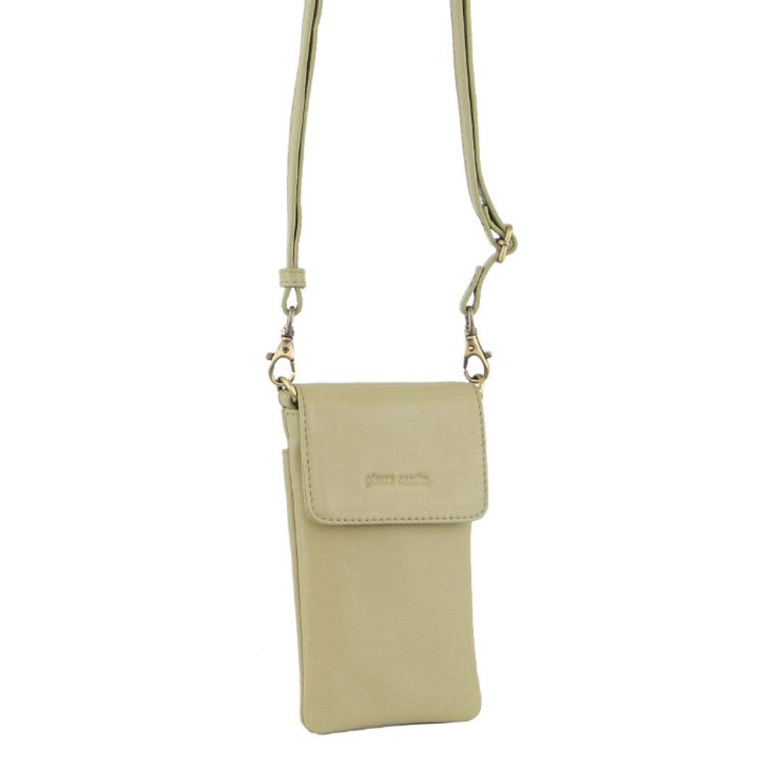 Pierre Cardin Leather Phone Cross-Body Bag Brown | VYQZF1546