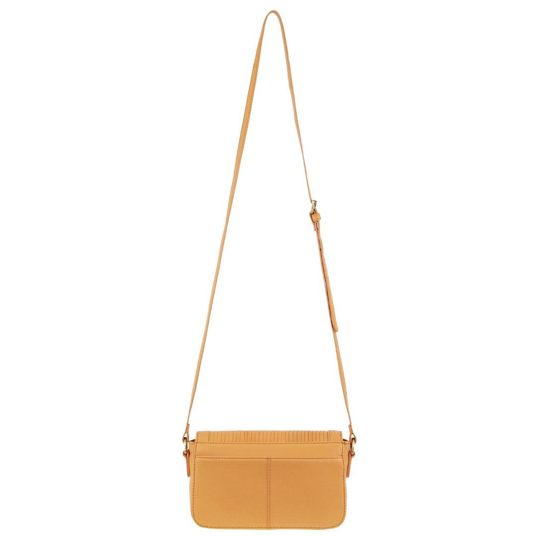 Pierre Cardin Leather Pleated Design Crossbody Bag Apricot | BAQKP9465