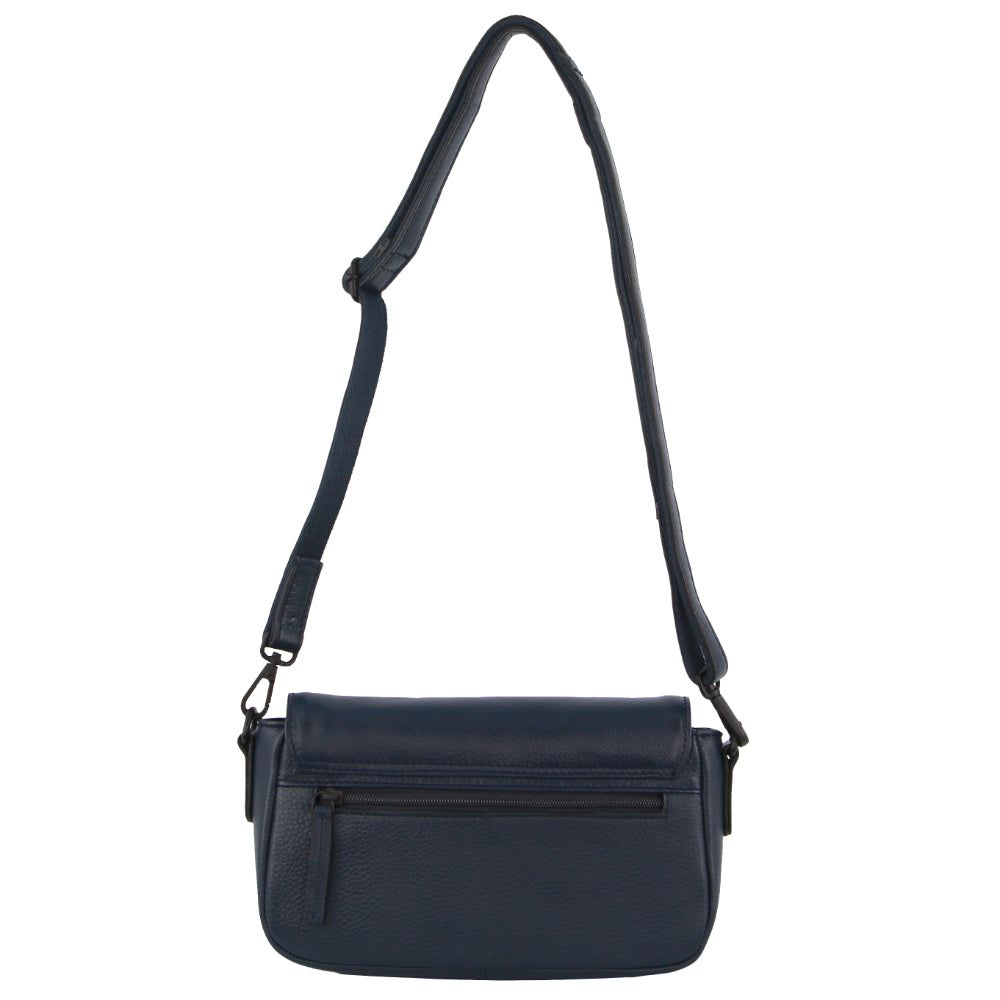 Pierre Cardin Leather Pleated Design Crossbody Bag Navy | WYUKM6145