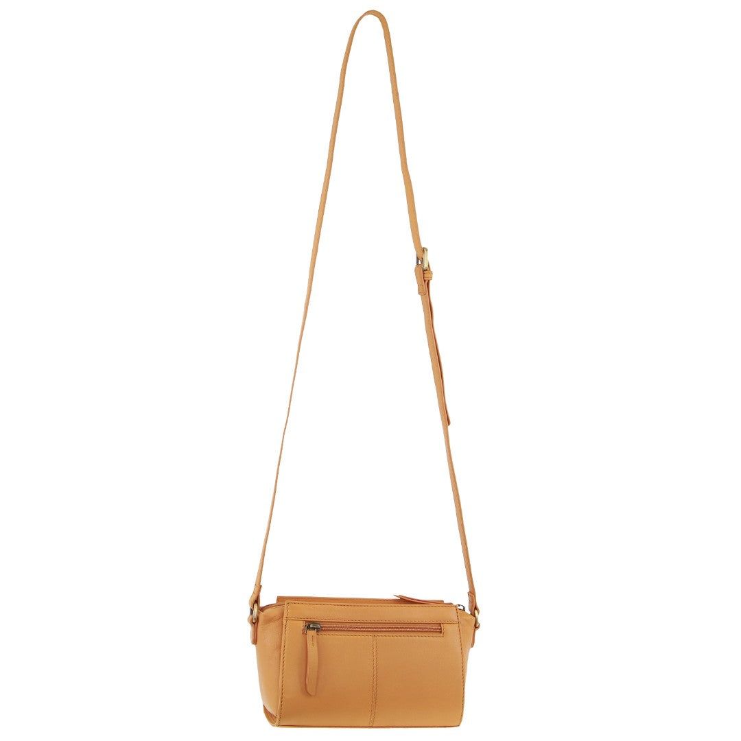 Pierre Cardin Leather Pleated Design Crossbody Bag Apricot | NRJXA9865