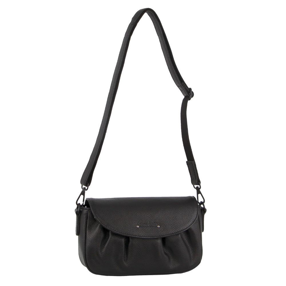 Pierre Cardin Leather Pleated Design Crossbody Bag Black | MZBHO3940