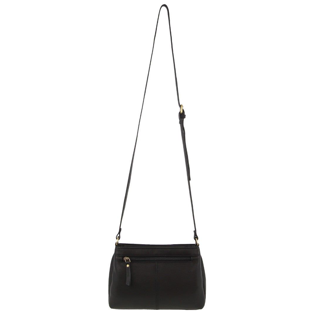 Pierre Cardin Leather Pleated Design Crossbody Bag Black | YNCUS3461