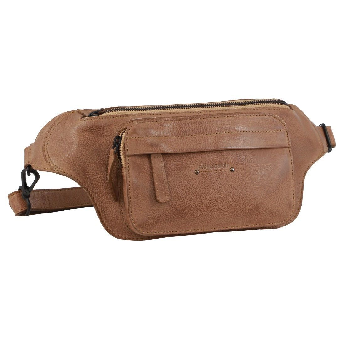 Pierre Cardin Leather Rustic Belt Bag Light Brown | KNQZW1250