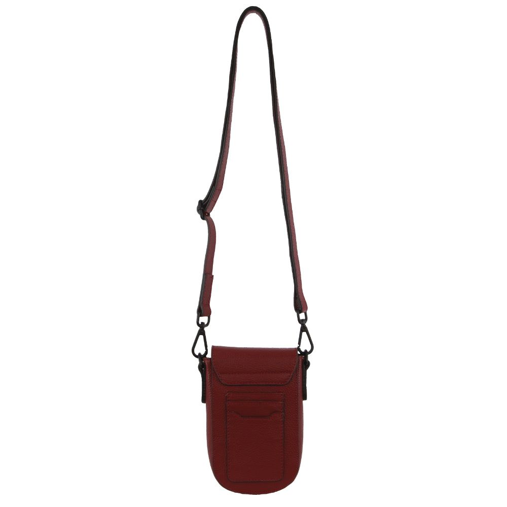 Pierre Cardin Leather Rustic Phone Bag Dark Red | RVBJS1928