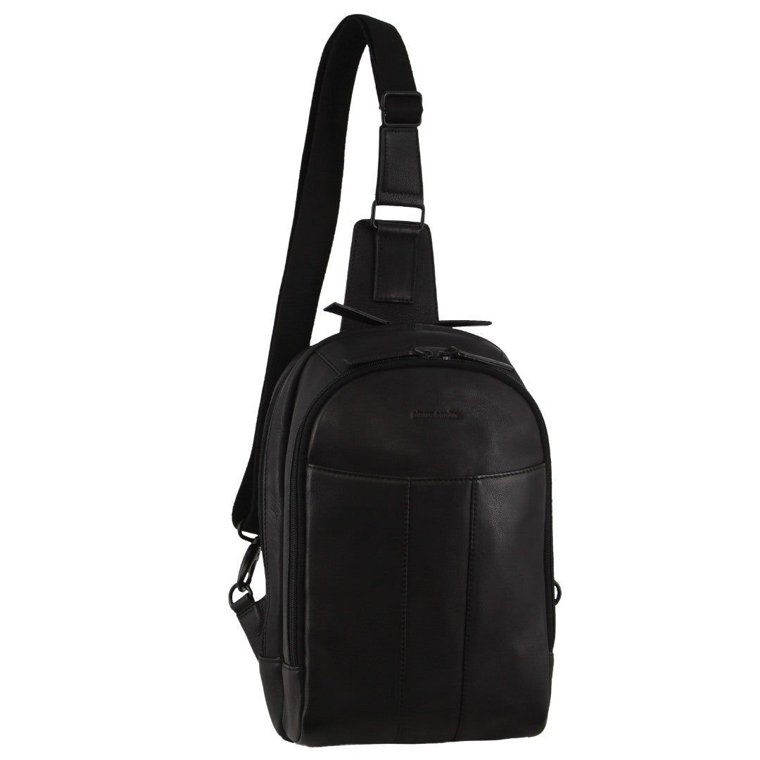 Pierre Cardin Leather Sling Bag Black | YVSXM8623