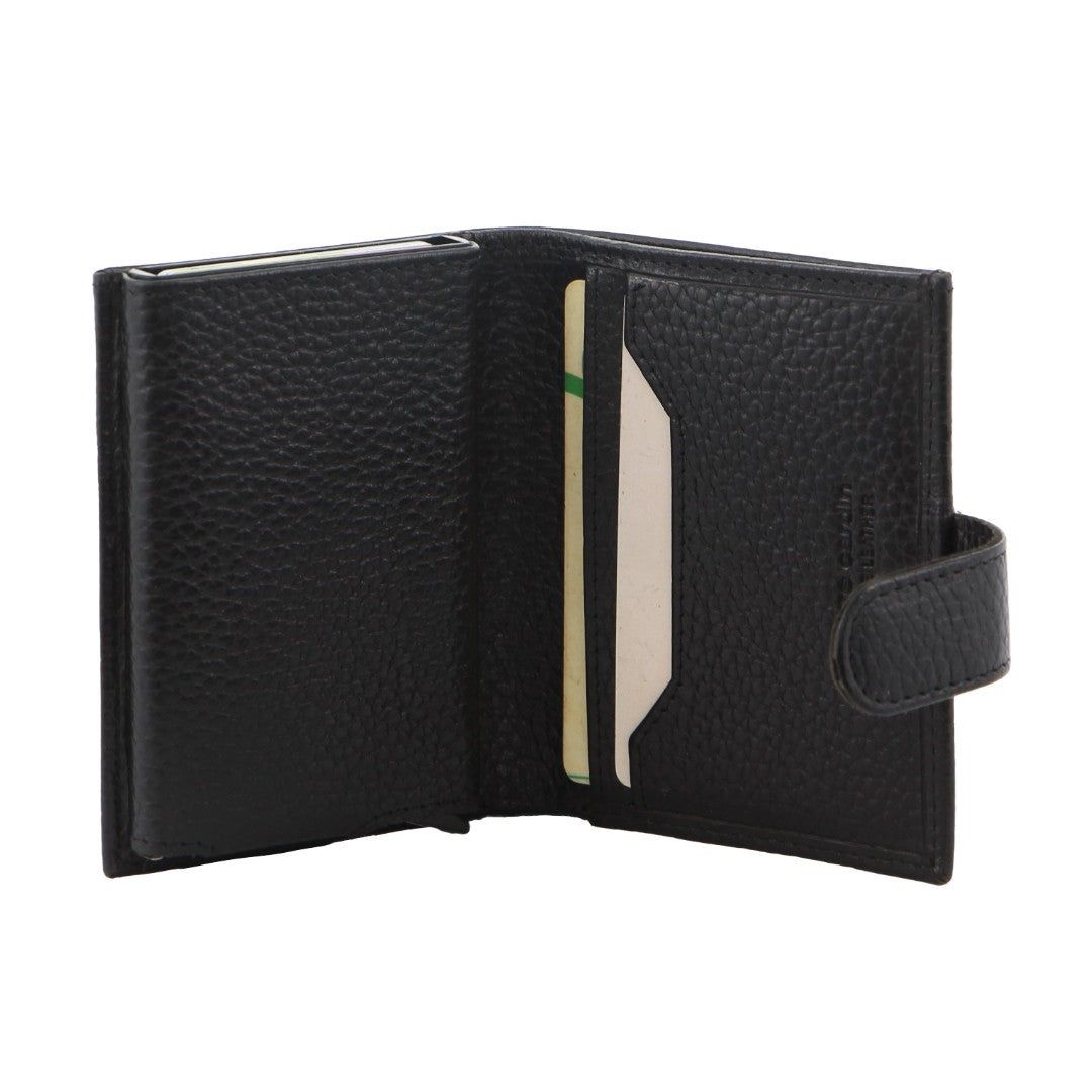 Pierre Cardin Leather Smart Slide Card Holder Tab Wallet Black | SZOUK5601