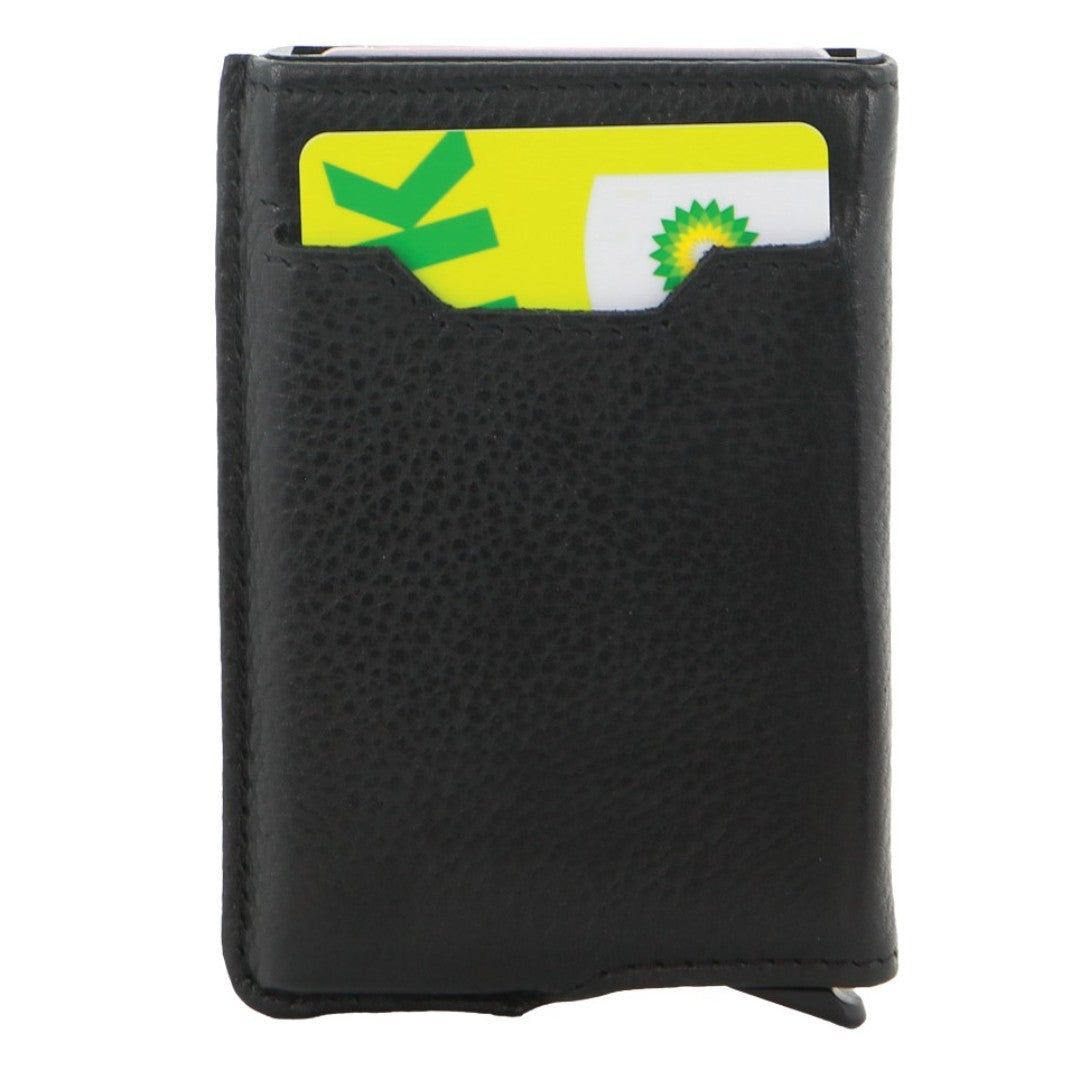 Pierre Cardin Leather Smart Slide Card Holder Tab Wallet Black | LIRKD7659