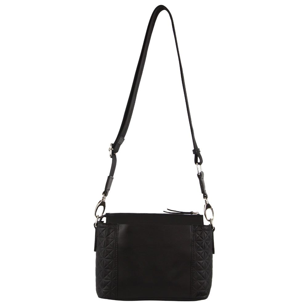 Pierre Cardin Leather Square Crossbody Bag Black | HWVPO4985