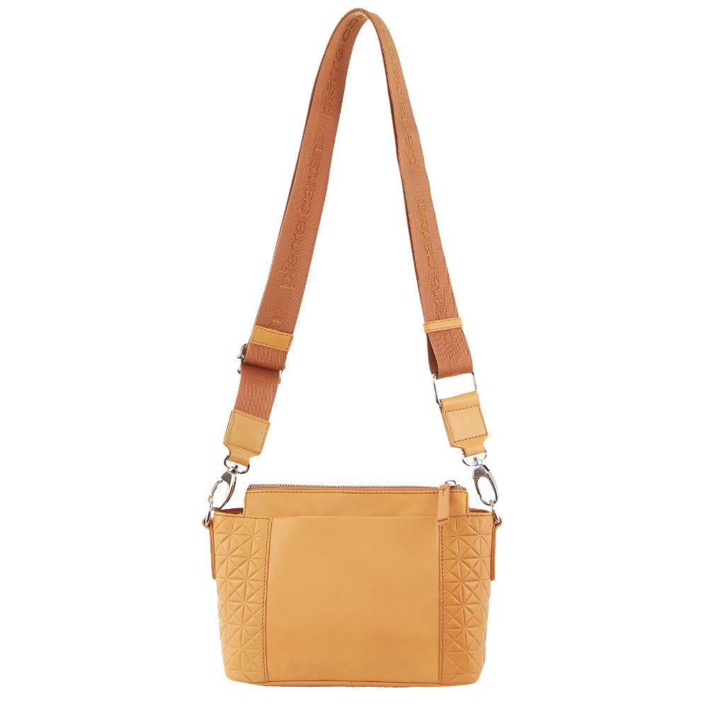 Pierre Cardin Leather Square Crossbody Bag Apricot | GTMWA8623