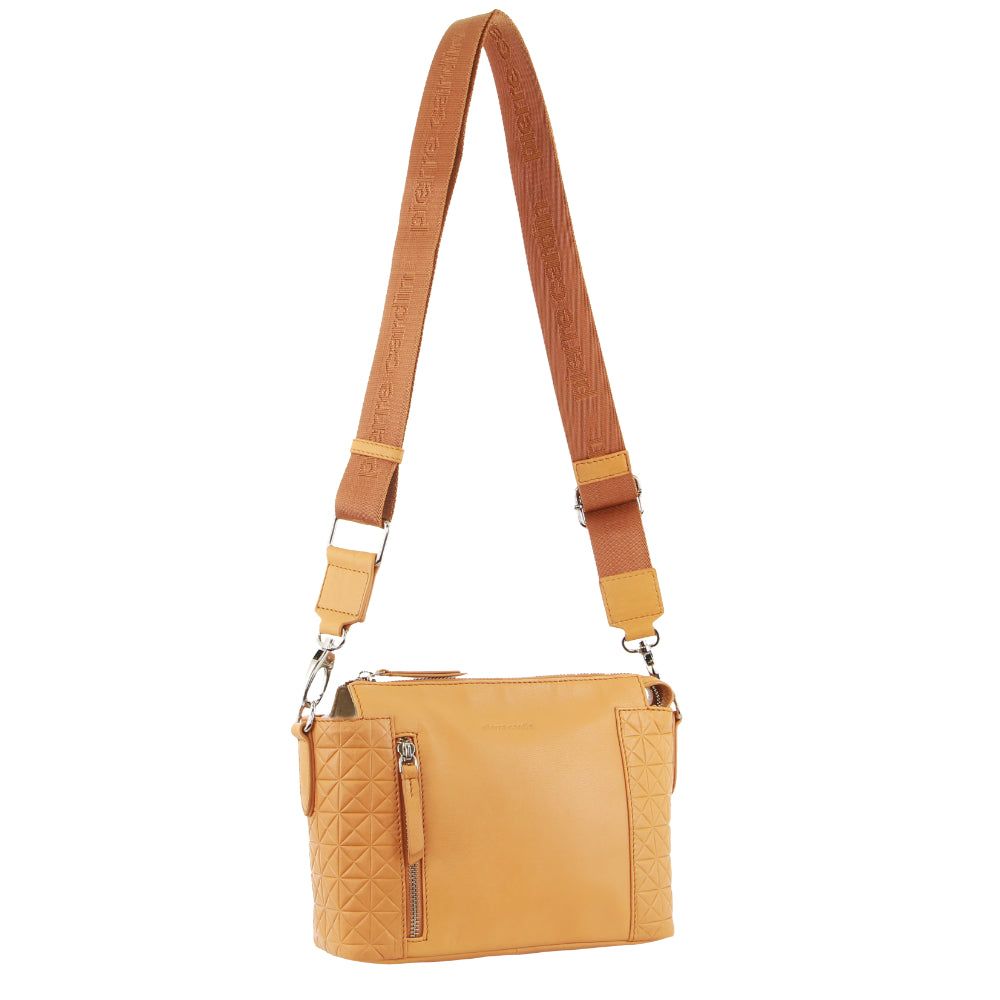 Pierre Cardin Leather Square Crossbody Bag Apricot | GTMWA8623