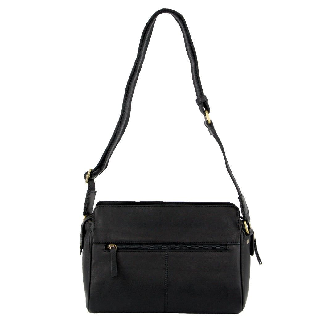 Pierre Cardin Leather Stitch-design Cross-body Bag Black | CSABH1697