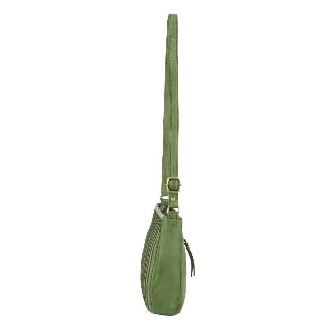 Pierre Cardin Leather Stitch-design Cross-body Bag Green | ZTDIL3642