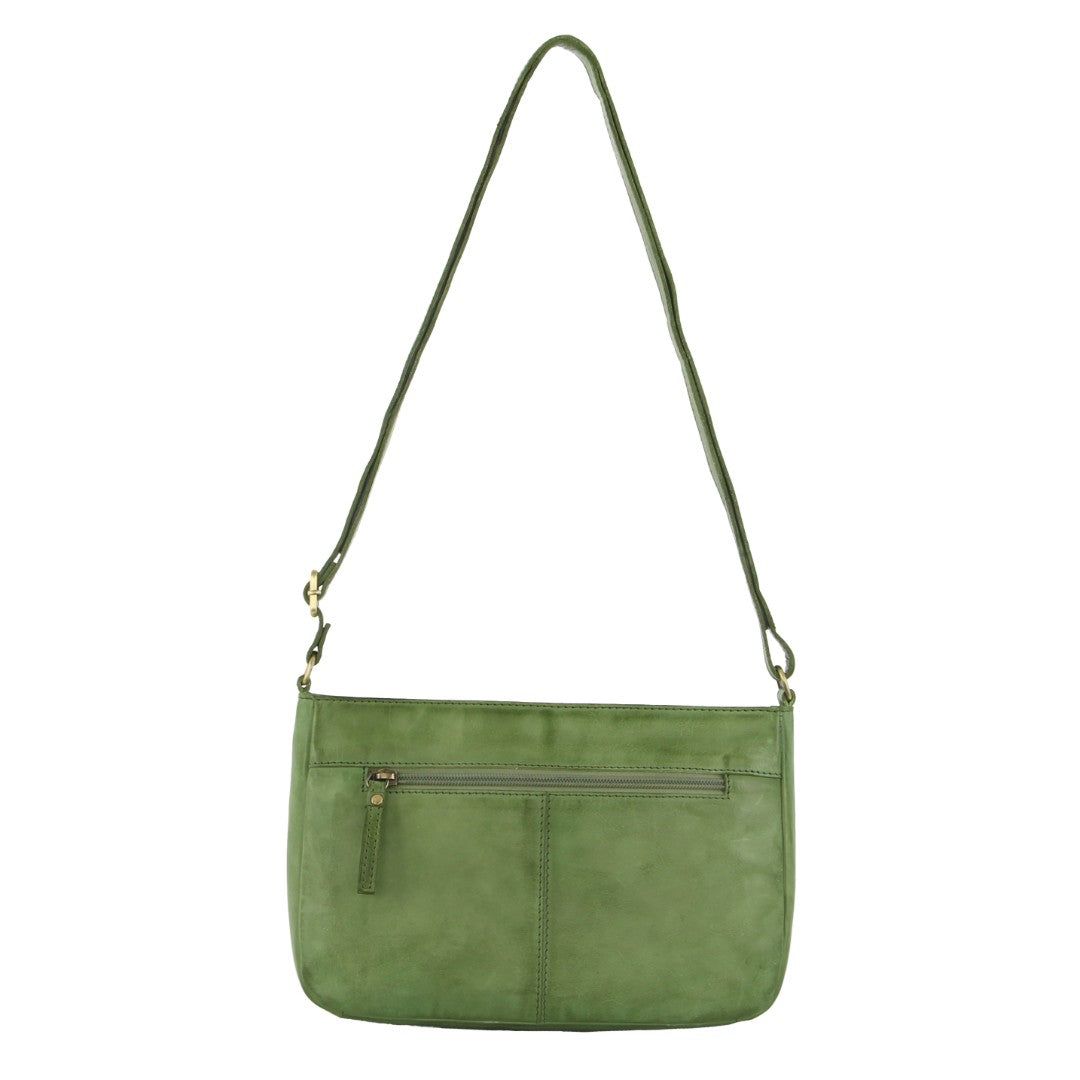 Pierre Cardin Leather Stitch-design Cross-body Bag Green | ZTDIL3642