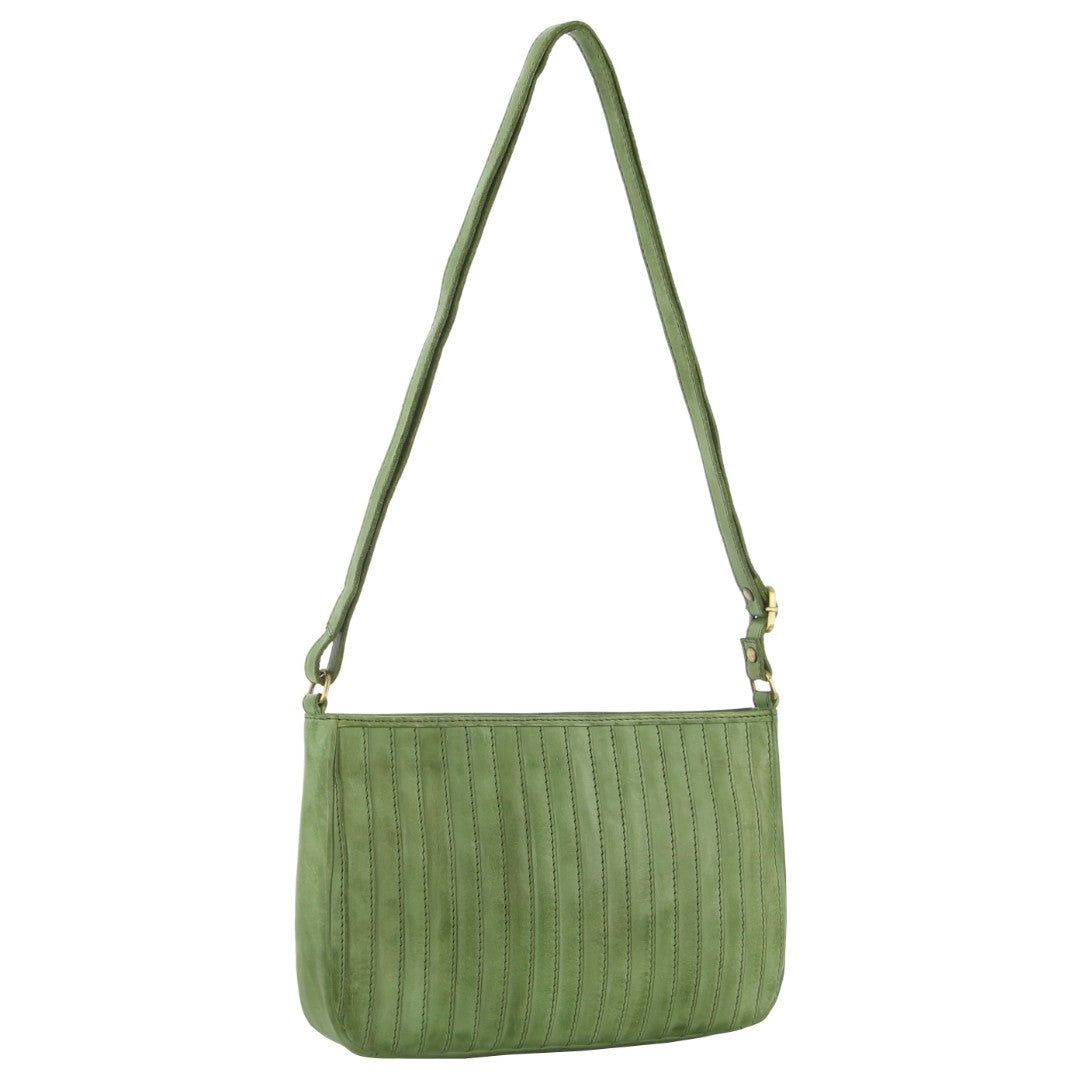 Pierre Cardin Leather Stitch-design Cross-body Bag Green | ZTDIL3642