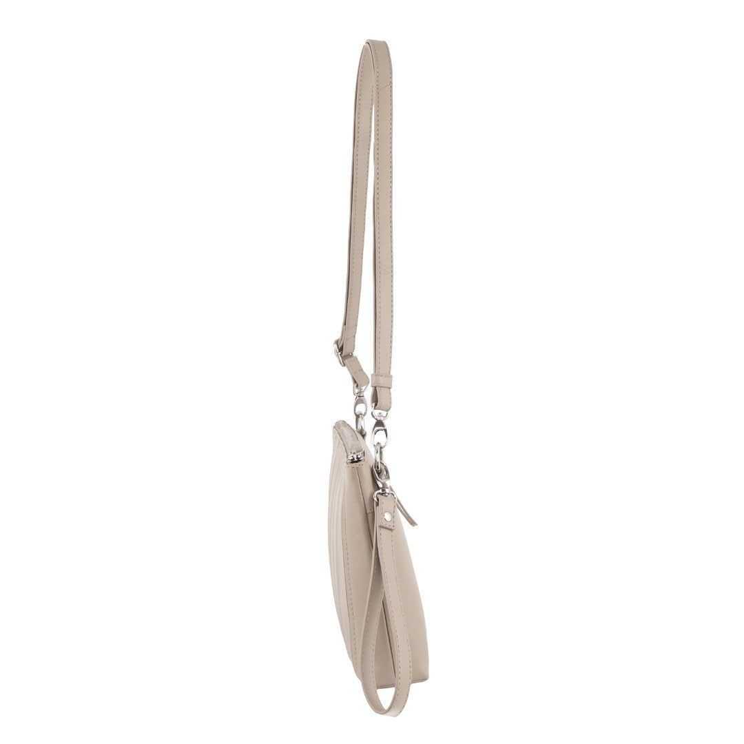 Pierre Cardin Leather Stitch-design Cross-body Bag Beige | VCDOA9378